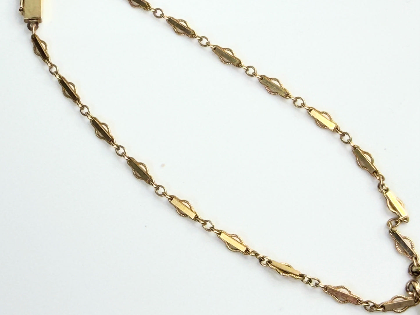 Antique 14K Turquoise Seed Pearl Quadfoil Festoon Necklace JR1473