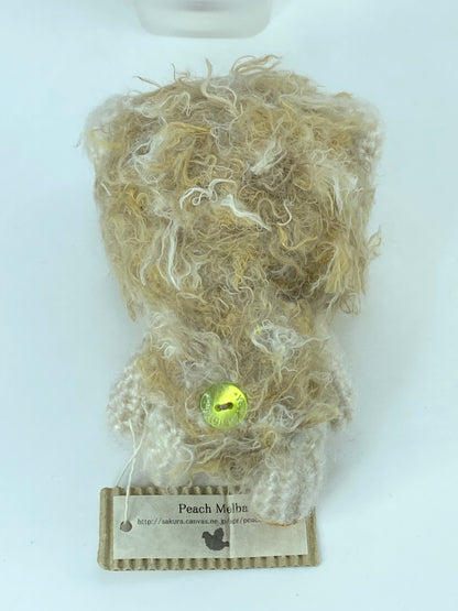 Japan handmade mohair Coffee creme bear "Peach Melba" New 5" A386