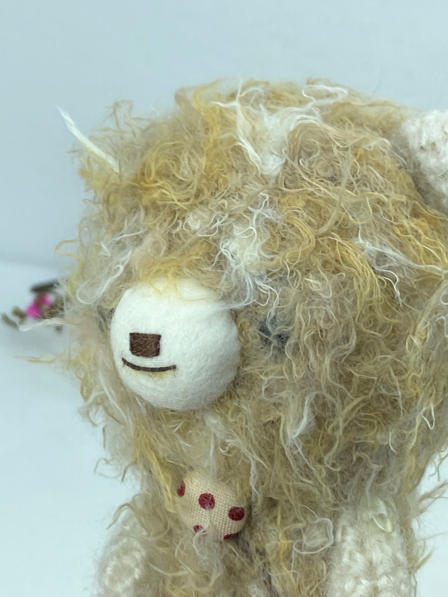 Japan handmade mohair Coffee creme bear "Peach Melba" New 5" A386