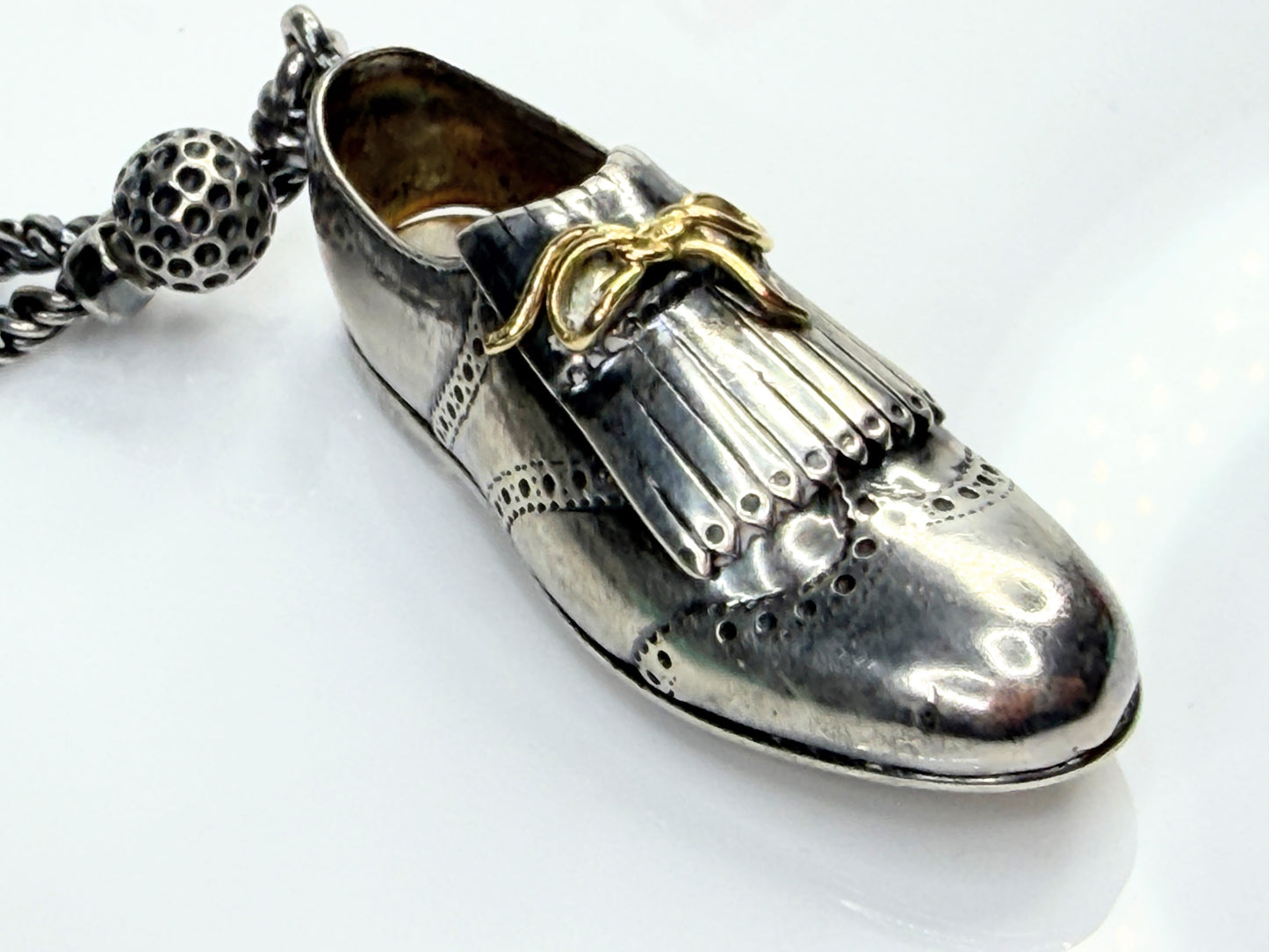 Vintage John Hardy Sterling Silver 18K Golf Shoe & Golf Ball Pendant SS252