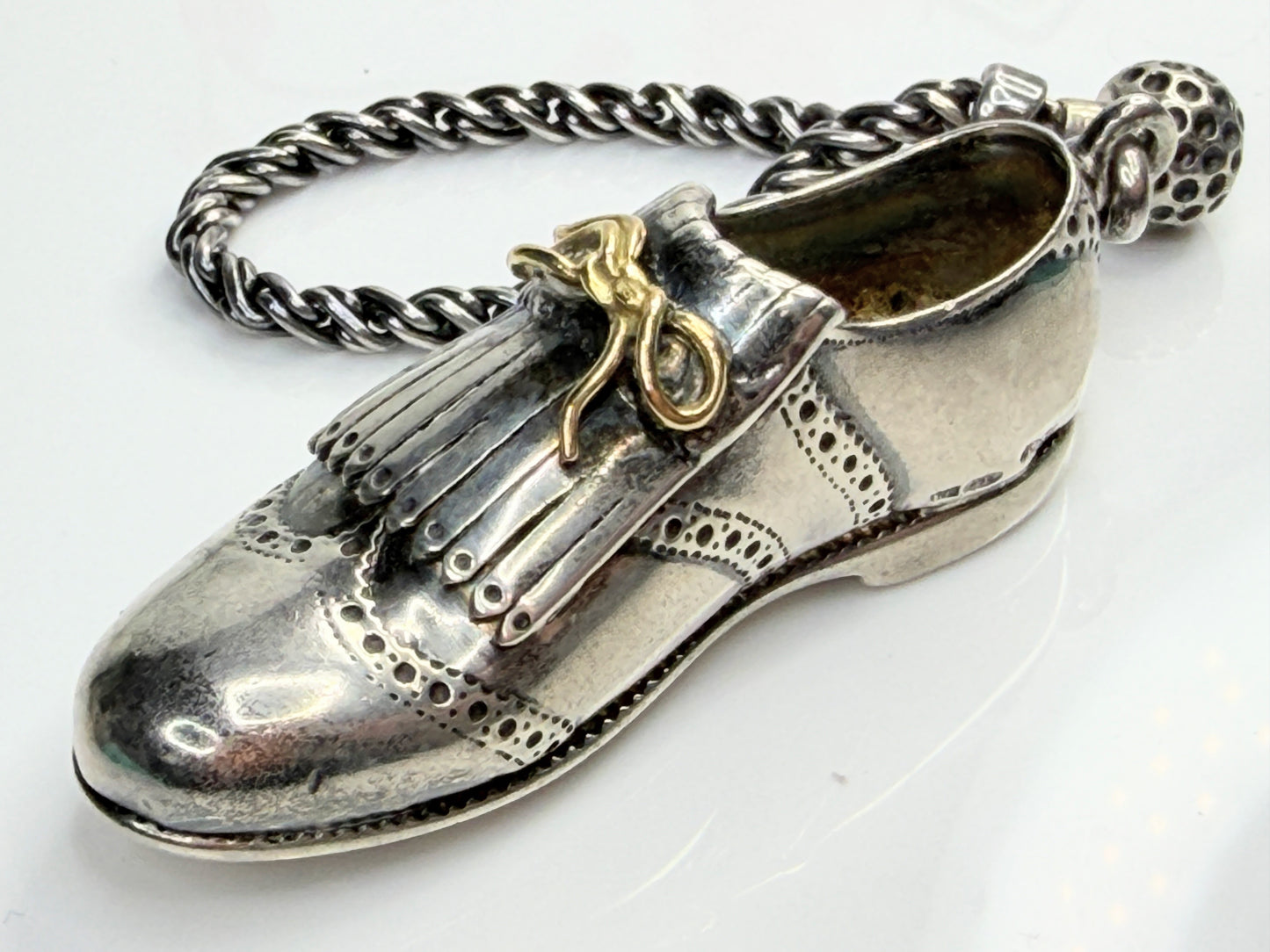 Vintage John Hardy Sterling Silver 18K Golf Shoe & Golf Ball Pendant SS252