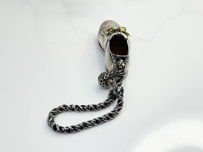 Vintage John Hardy Sterling Silver 18K Golf Shoe & Golf Ball Pendant SS252