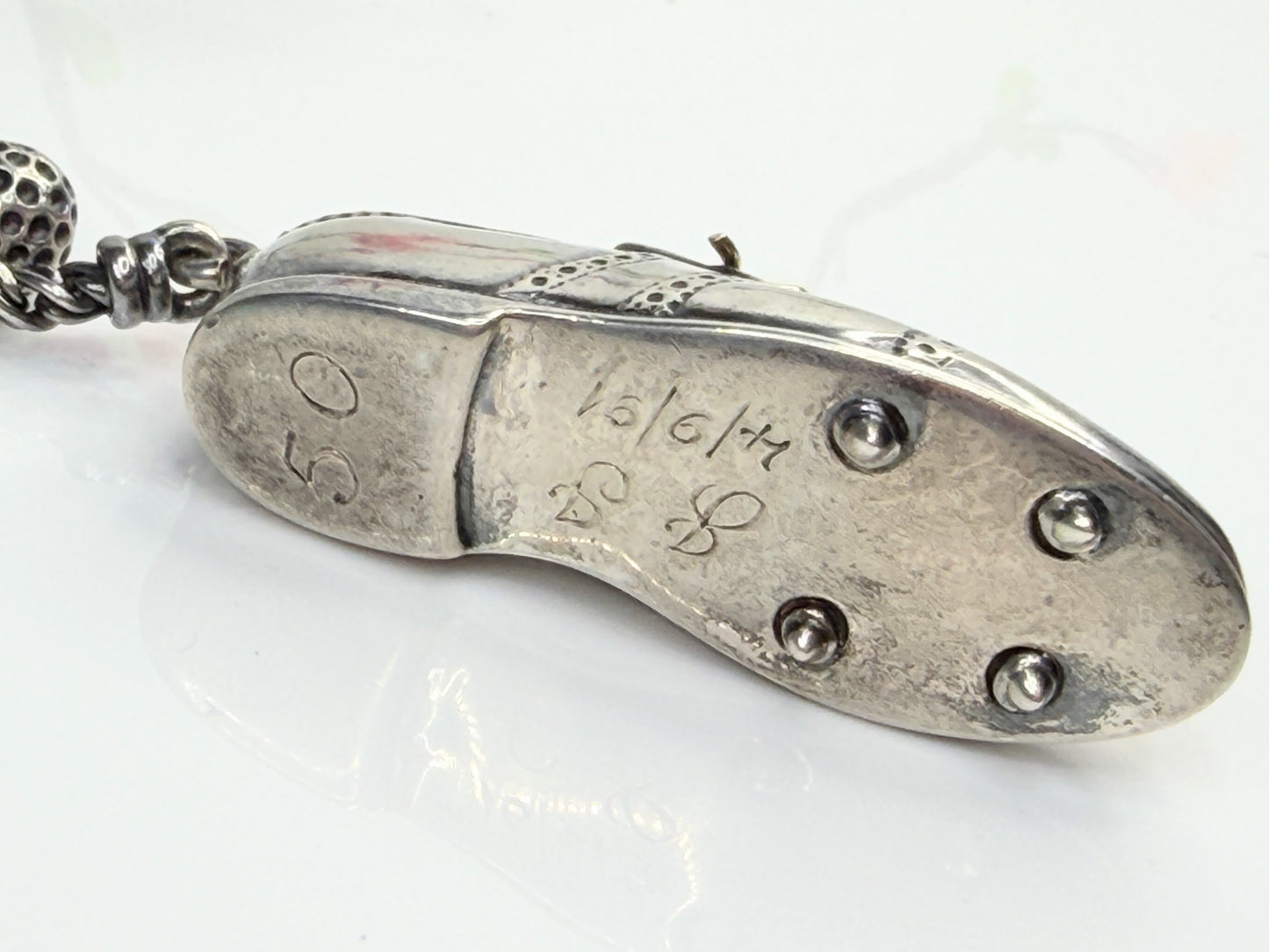 Vintage John Hardy Sterling Silver 18K Golf Shoe & Golf Ball Pendant SS252