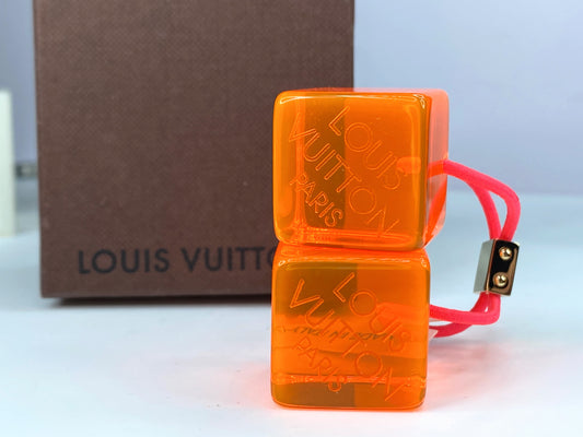 Authentic Louis Vuitton Neon Orange Cube Hair tied hair accessories New