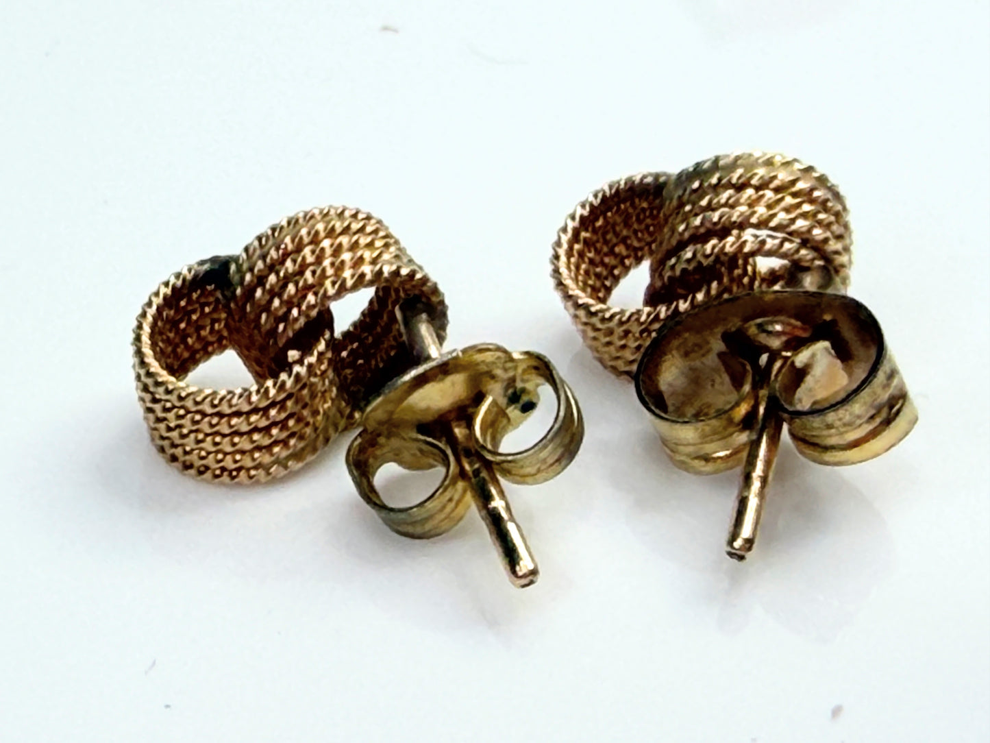 Vintage 14K Gold Knot Stud Earrings Textured Love Knot Design JR1478