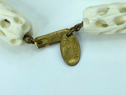 Miriam Haskell white bakelite? carved moveable inside necklace Pat 3427961 GS635