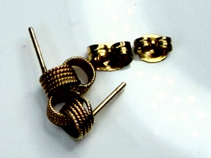 Vintage 14K Gold Knot Stud Earrings Textured Love Knot Design JR1478