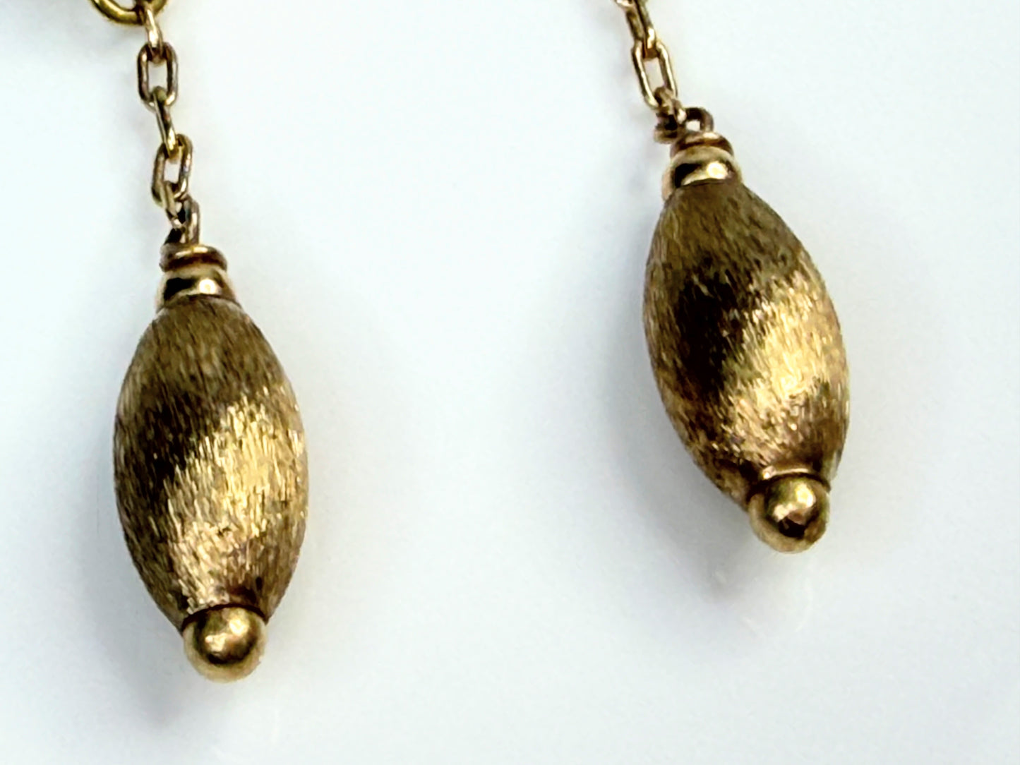 Vintage 14K Gold Filigree Bead Dangle Earrings 1 3/4" JR1479