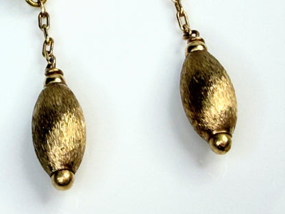 Vintage 14K Gold Filigree Bead Dangle Earrings 1 3/4" JR1479