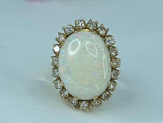 Appraised $8995 18K 8.5ct Opal 0.95ct G/VS1 Diamond ring 10g s7 JR432