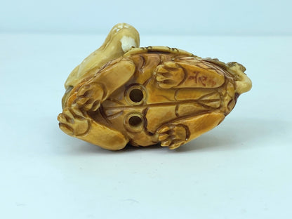 Early century carved Bakelite/Resin Netsuke Polychrome Bearded Dragon 28g GS636