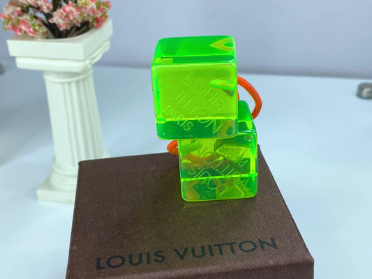 Authentic Louis Vuitton Neon Green Cube Hair tied hair accessories