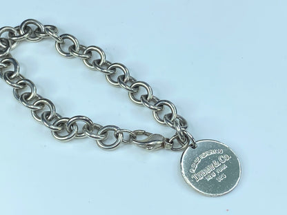 Tiffany & Co “Please Return To Tiffany & Co ” Sterling Round Charm Bracelet