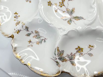 Haviland Limoges Yellow Floral Oyster Plate Gold Trim France 9in A856