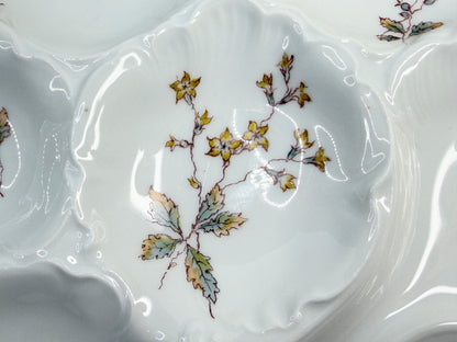 Haviland Limoges Yellow Floral Oyster Plate Gold Trim France 9in A856
