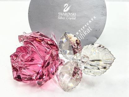 Swarovski Blossoming Rose Rosy Pink Crystal Retired 5094612 Vintage COA S329