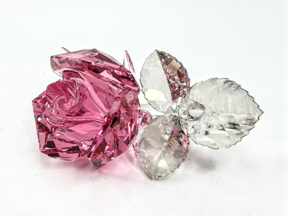 Swarovski Blossoming Rose Rosy Pink Crystal Retired 5094612 Vintage COA S329