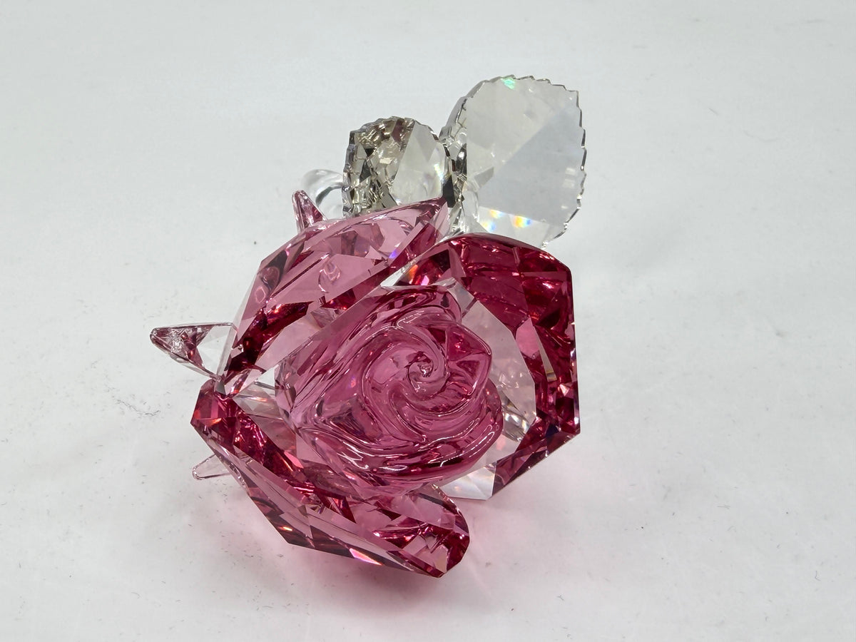 Swarovski Blossoming Rose Rosy Pink Crystal Retired 5094612 Vintage COA S329
