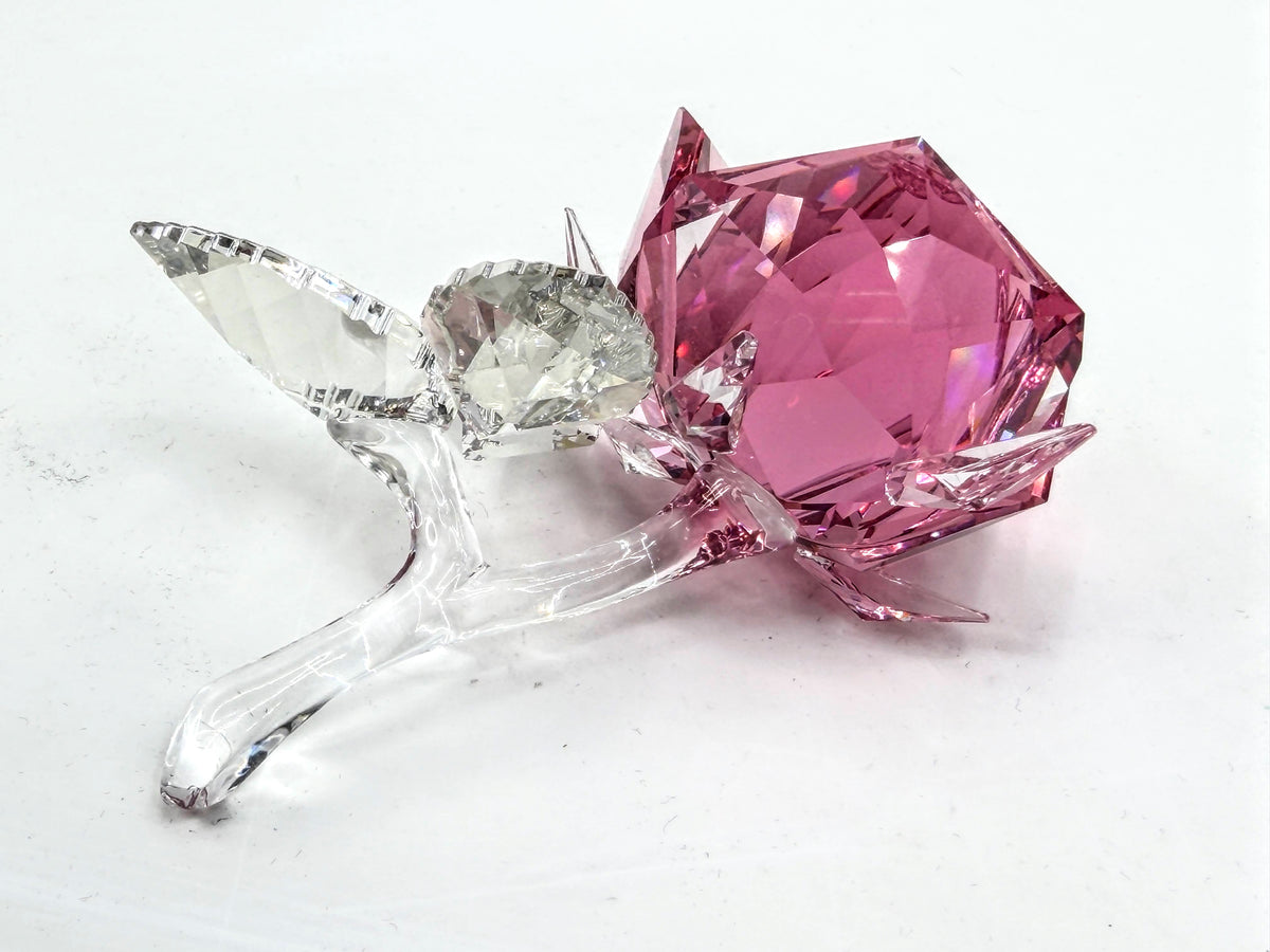 Swarovski Blossoming Rose Rosy Pink Crystal Retired 5094612 Vintage COA S329