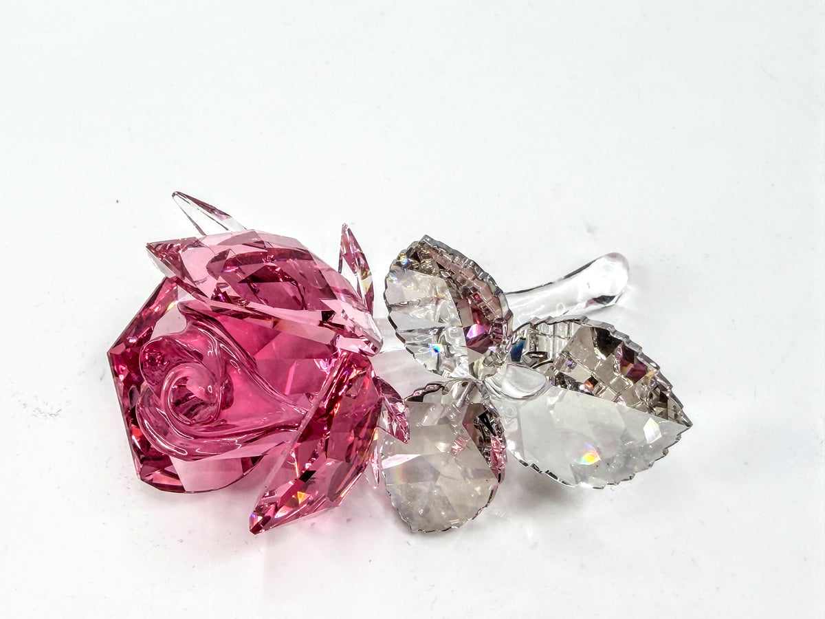 Swarovski Blossoming Rose Rosy Pink Crystal Retired 5094612 Vintage COA S329