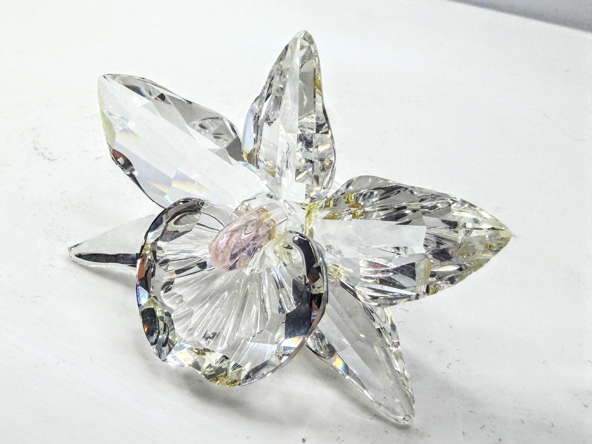 Swarovski Crystal Orchid Flower Pink Center Retired 200287 Vintage S330