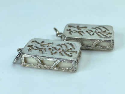 Sterling Silver carved mahjong dice polychrome resin charm pendant GS645