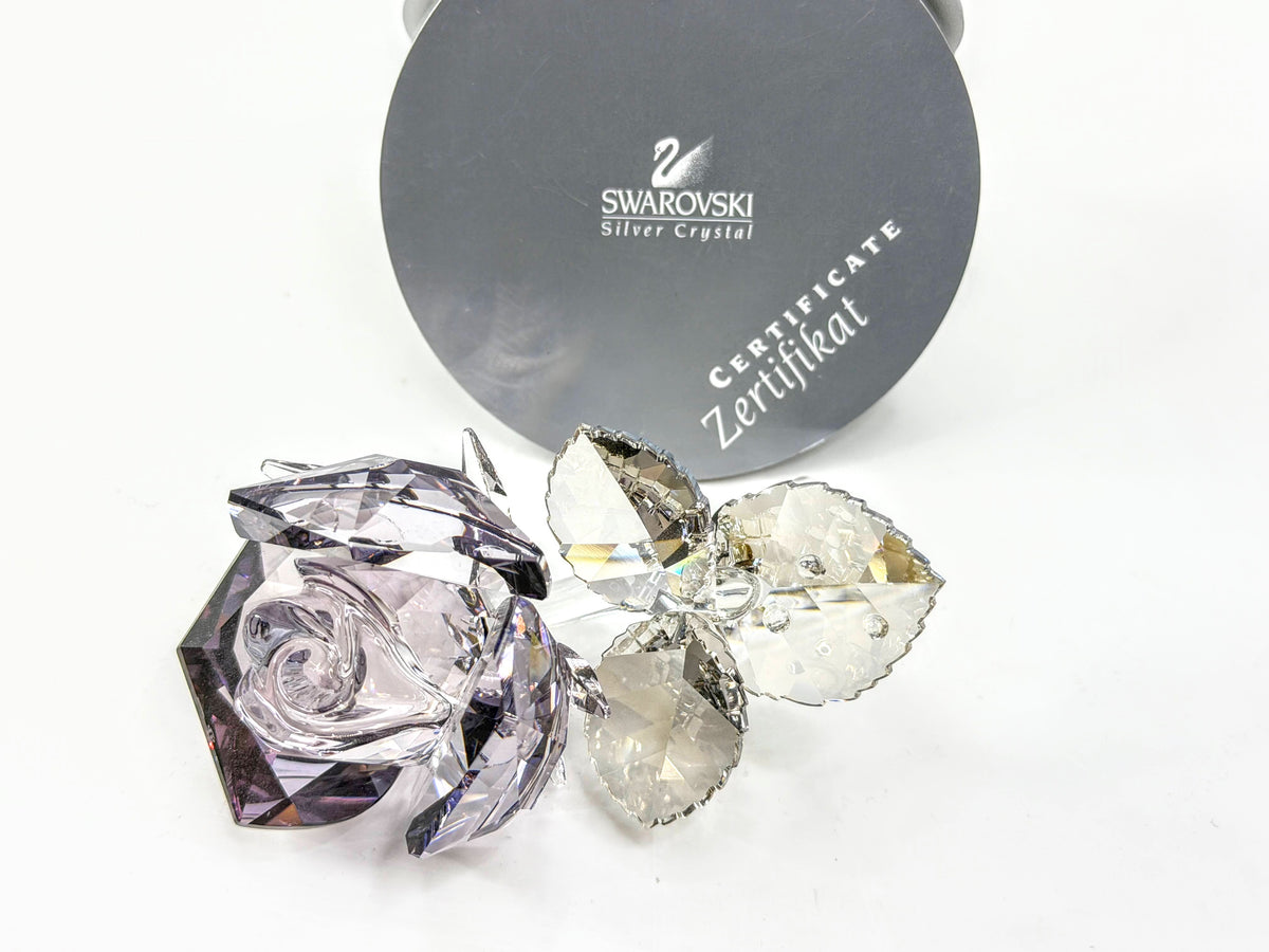 Swarovski Silver Crystal Amethyst Purple Rose Flower Retired Vintage A331