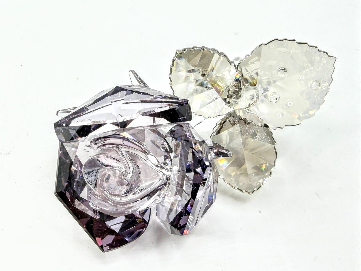 Swarovski Silver Crystal Amethyst Purple Rose Flower Retired Vintage A331