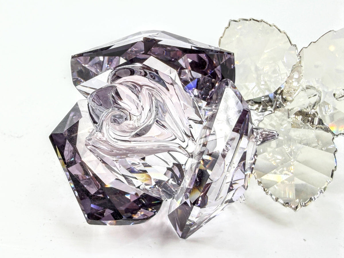 Swarovski Silver Crystal Amethyst Purple Rose Flower Retired Vintage A331