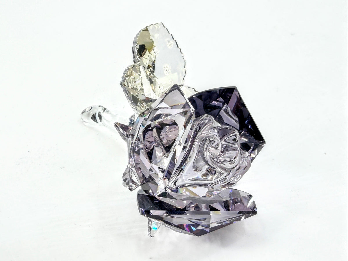 Swarovski Silver Crystal Amethyst Purple Rose Flower Retired Vintage A331