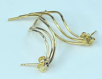 14k Yellow gold Spiral Twisted dange earrings. 1 1/4" JR512