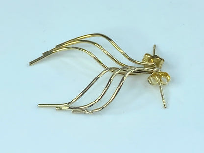 14k Yellow gold Spiral Twisted dange earrings. 1 1/4" JR512