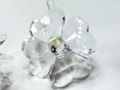 Retired Swarovski Crystal Red Marguerite Daisy & Four Leaf Clover Set of 2 A338