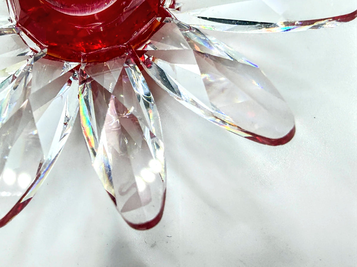 Retired Swarovski Crystal Red Marguerite Daisy & Four Leaf Clover Set of 2 A338