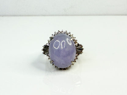 Vintage Natural Lavender Jade Platinum Diamond Ring Certified 11.27ct JR1480
