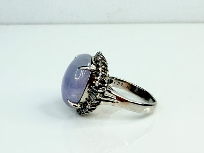 Vintage Natural Lavender Jade Platinum Diamond Ring Certified 11.27ct JR1480