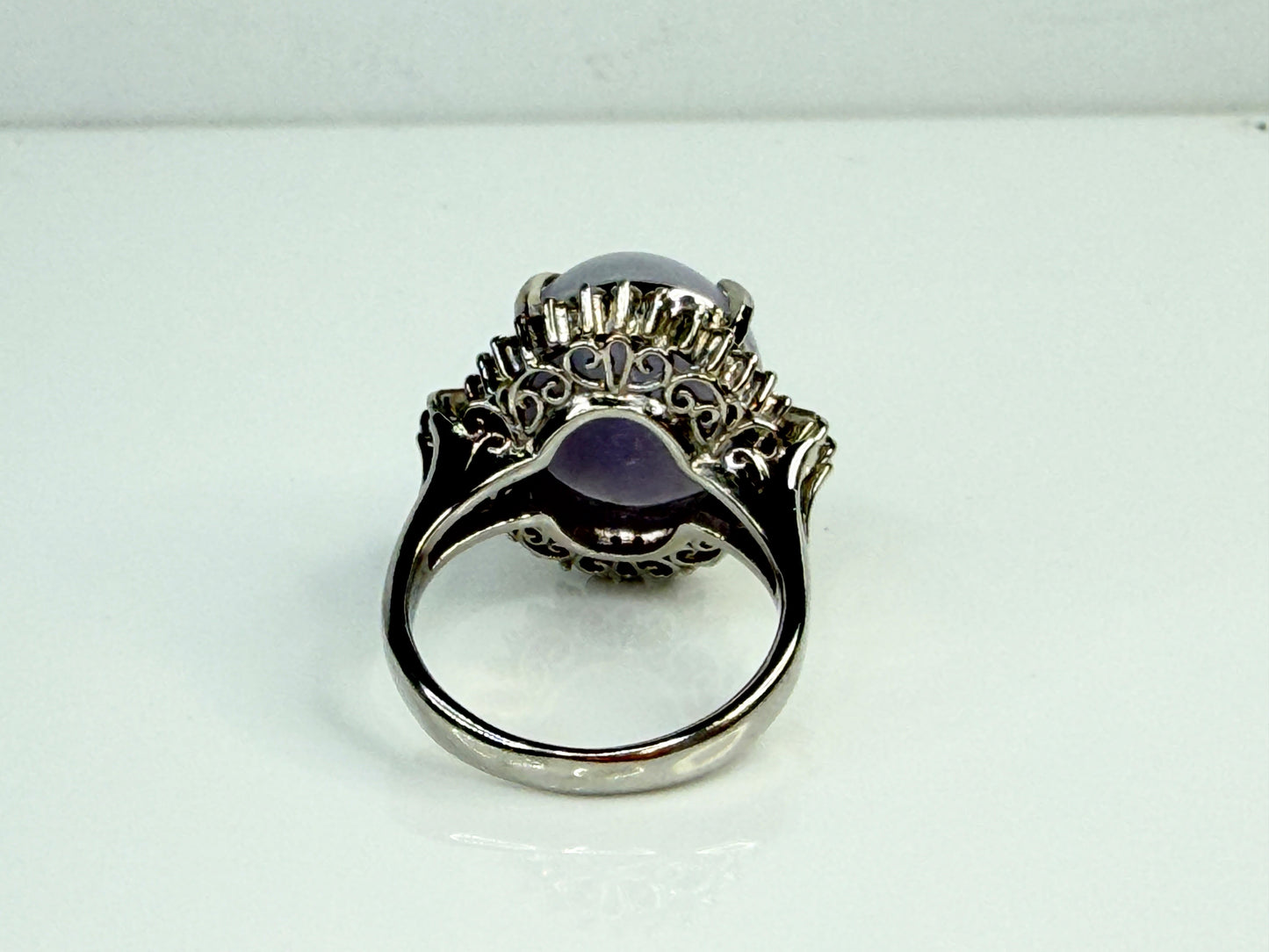 Vintage Natural Lavender Jade Platinum Diamond Ring Certified 11.27ct JR1480