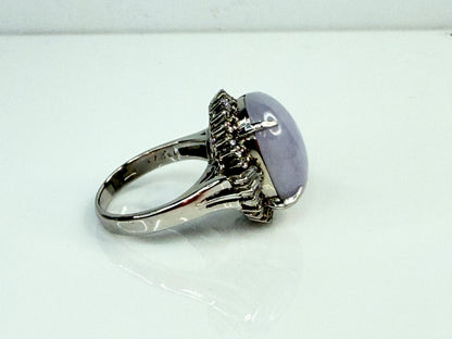 Vintage Natural Lavender Jade Platinum Diamond Ring Certified 11.27ct JR1480