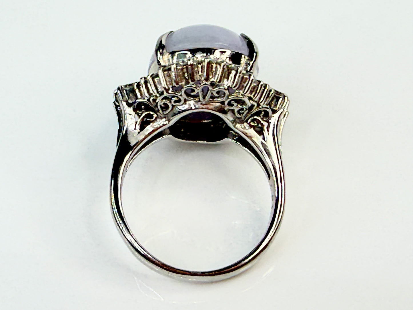 Vintage Natural Lavender Jade Platinum Diamond Ring Certified 11.27ct JR1480