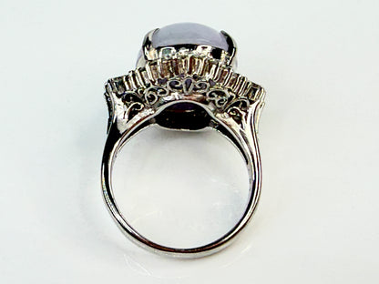 Vintage Natural Lavender Jade Platinum Diamond Ring Certified 11.27ct JR1480
