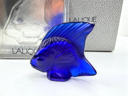 Lalique France Cap Ferrat Blue Crystal Poisson Fish Figurine singed w/box S340