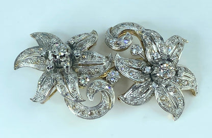 Appraised $19,995 Antique 18K 5.1ct Old Euro cut diamond Flower brooch 65g JR440