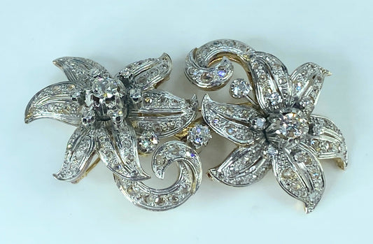 Appraised $19,995 Antique 18K 5.1ct Old Euro cut diamond Flower brooch 65g JR440
