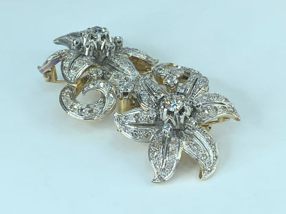 Appraised $19,995 Antique 18K 5.1ct Old Euro cut diamond Flower brooch 65g JR440