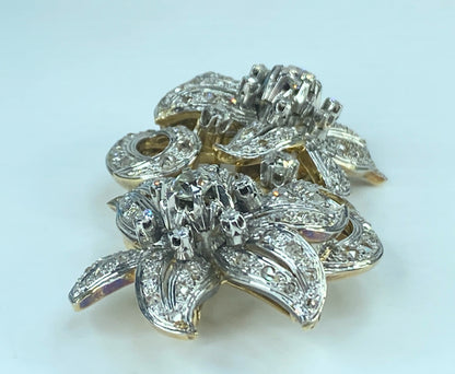 Appraised $19,995 Antique 18K 5.1ct Old Euro cut diamond Flower brooch 65g JR440
