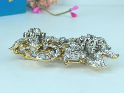 Appraised $19,995 Antique 18K 5.1ct Old Euro cut diamond Flower brooch 65g JR440