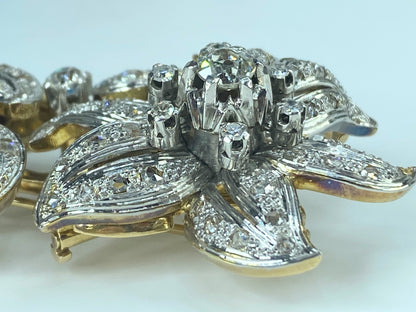 Appraised $19,995 Antique 18K 5.1ct Old Euro cut diamond Flower brooch 65g JR440