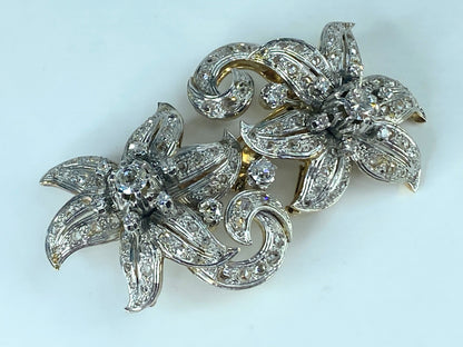 Appraised $19,995 Antique 18K 5.1ct Old Euro cut diamond Flower brooch 65g JR440