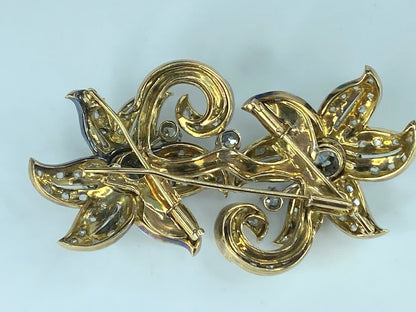 Appraised $19,995 Antique 18K 5.1ct Old Euro cut diamond Flower brooch 65g JR440
