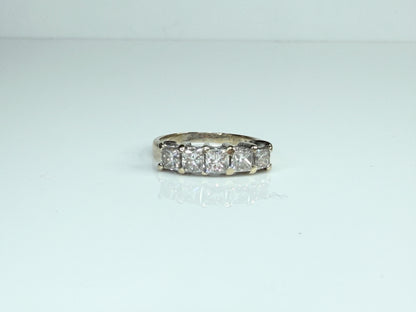 Vintage Five Princess Cut Diamond 18K White Gold Band Ring JR1484